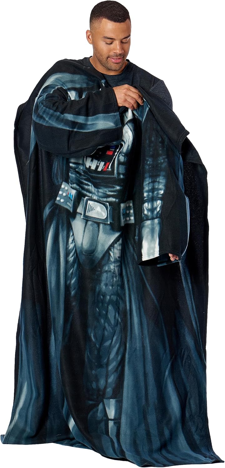 Northwest Star Wars Full Body Player Comfy Throw Blanket with Sleeves, Polyester, Black, Adult (48 x 71 in)