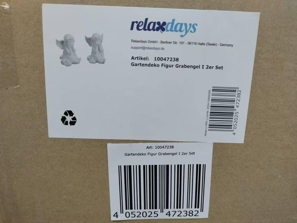 Relaxdays Grave Angel, Set of 2, Weatherproof, Frost-Proof, HxWxD: 10 x 7 x 9 cm, Decoration, Guardian, Polyresin, White