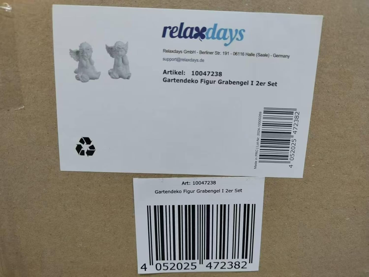 Relaxdays Grave Angel, Set of 2, Weatherproof, Frost-Proof, HxWxD: 10 x 7 x 9 cm, Decoration, Guardian, Polyresin, White