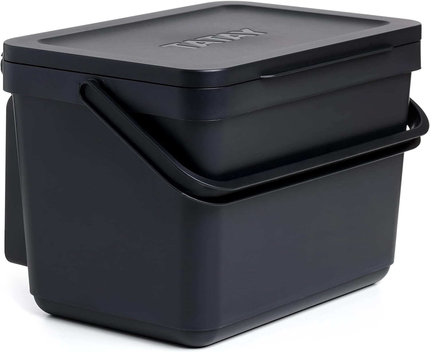Kitchen Food Waste Caddy 6L | Organic Bin Smart With Support Bracket and Screws Included | Compact and Functional Design | Made from 100% Recycled Materials | 26.5x20.5x18.5 cm, Colour Black Main image