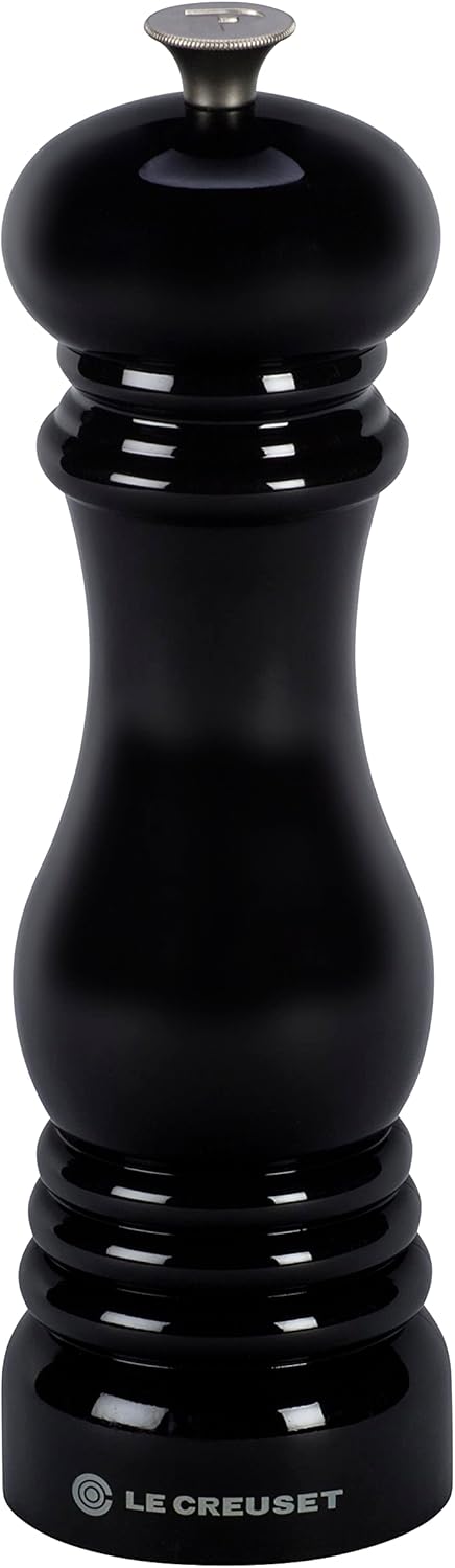Le Creuset Classic Adjustable Pepper Mill Grinder, Chip-Resistant ABS Plastic, Anti-Corrosion, 40g, 21 cm, Black Onyx, 96001900140000