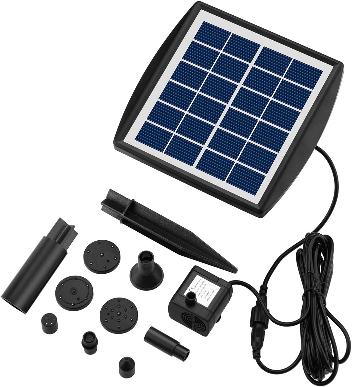 Decdeal Fountain Pump 6V/2W Solar Water Pump with Adjustable Solar Panel DIY Birdbath Fountain Pump Outdoor Water Fountain Panel Kit for Fish Tank Small Pond Garden Patio Lawn Pool