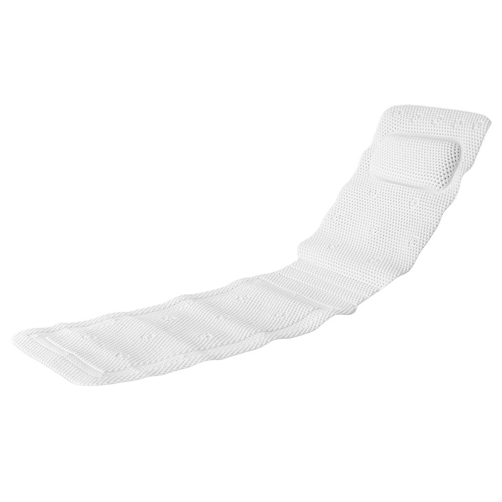 Full Body Bath Pillow for Head and Neck Bathroom Mat Bathtub Cushion Non Slip Home Spa White Soft Breathable (14.2 x 49.2 inch)