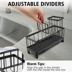 Sink Organizer for Kitchen, Kitchen Sink Organiser with Automatic Drain Tray with Two Sponge Holders, Sponge Holder