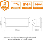 ECO Outdoor Black Aluminium & Frosted Glass Brick Light with Grille and Plain Front Panels - IP44 Rated
