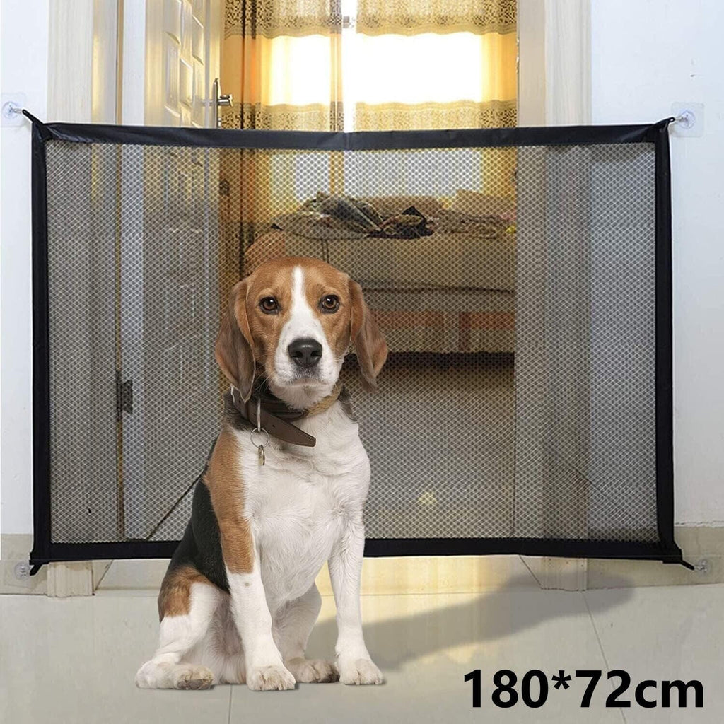 Magic Gate for Dogs, Portable Folding Safety Stair Gate Safe Guard Isolation Net with Hooks Indoor Pet Dog Mesh Fence, Easy Install Anywhere for Pet Dogs Cats, 180x72cm