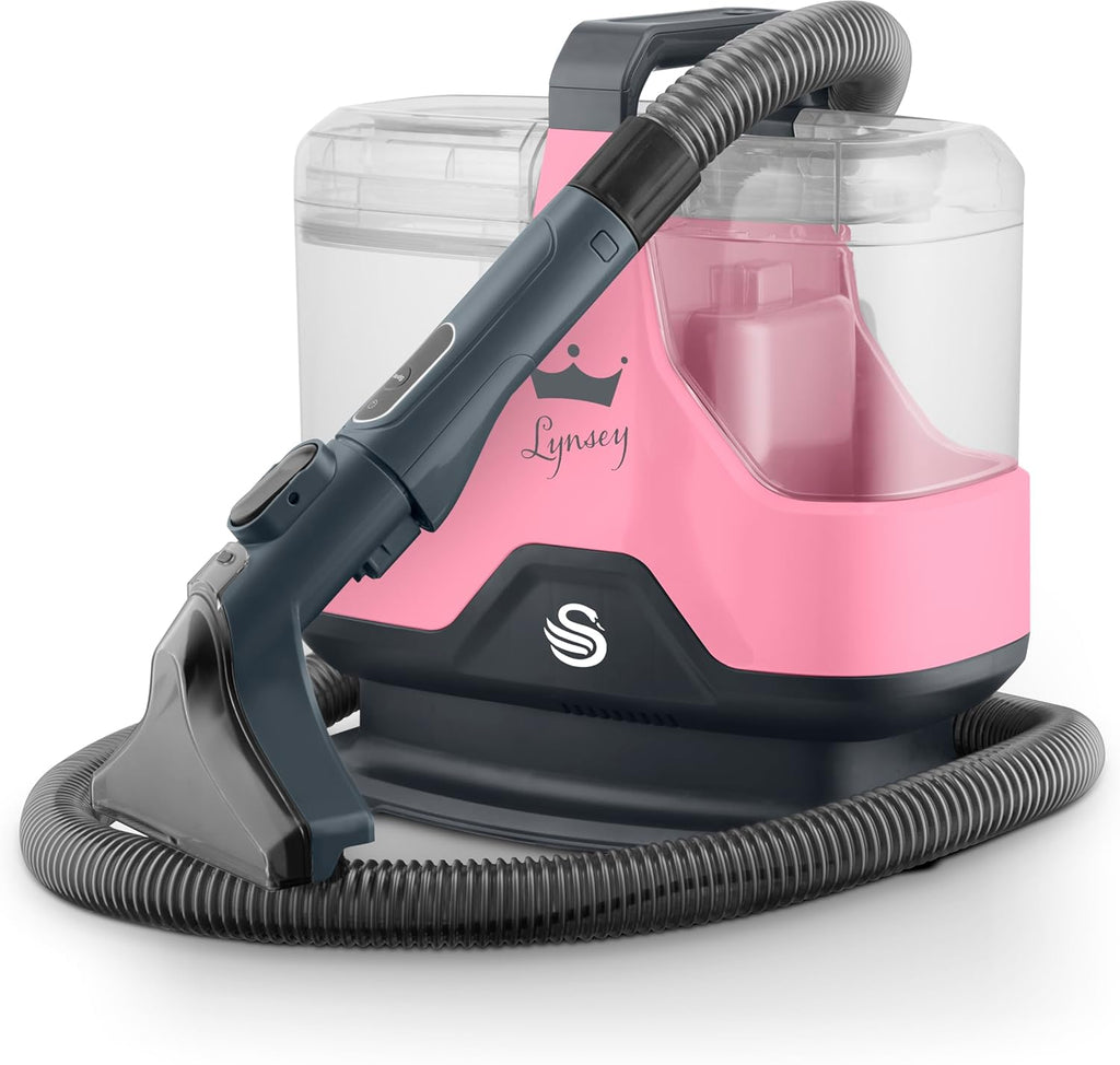 SC18411QOC TV’s Queen of Clean Spot Cleaner with Auto-Stopping Function, Flexible Hose, and Interchangeable Heads, 600W, Pink