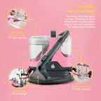 SC18411QOC TV’s Queen of Clean Spot Cleaner with Auto-Stopping Function, Flexible Hose, and Interchangeable Heads, 600W, Pink