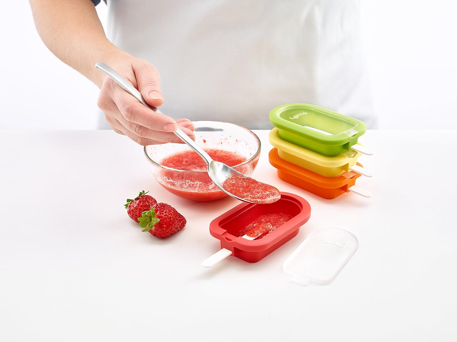Popsicle Mould Stackable, Multi-Colour, 10.5 x 6.5 x 2.6 cm, 4 Pieces