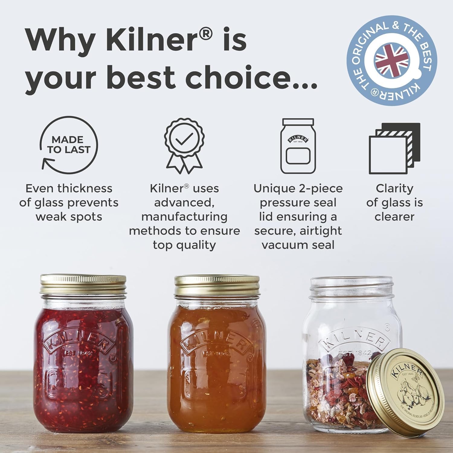 Preserve Jar 0.5L (500ml) Round Glass Screw Top Lid Preservation Storage Jar for Jams Chutneys Small Pickled Fruits