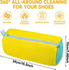 Shoe Washing Machine Bag, 1Pcs Yellow Reusable Laundry Shoe Bag Shoe Cleaning Bag, Shoe Wash Durable Bag For Washing Machine With Premium Zipper, Laundry Shoes Bag for Delicates Trainers Socks Bras.