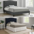 ® Plain Dyed Poly Cotton Pleated Platform Base Valance Sheets | Single | Double | King | Super King | (Double, White)
