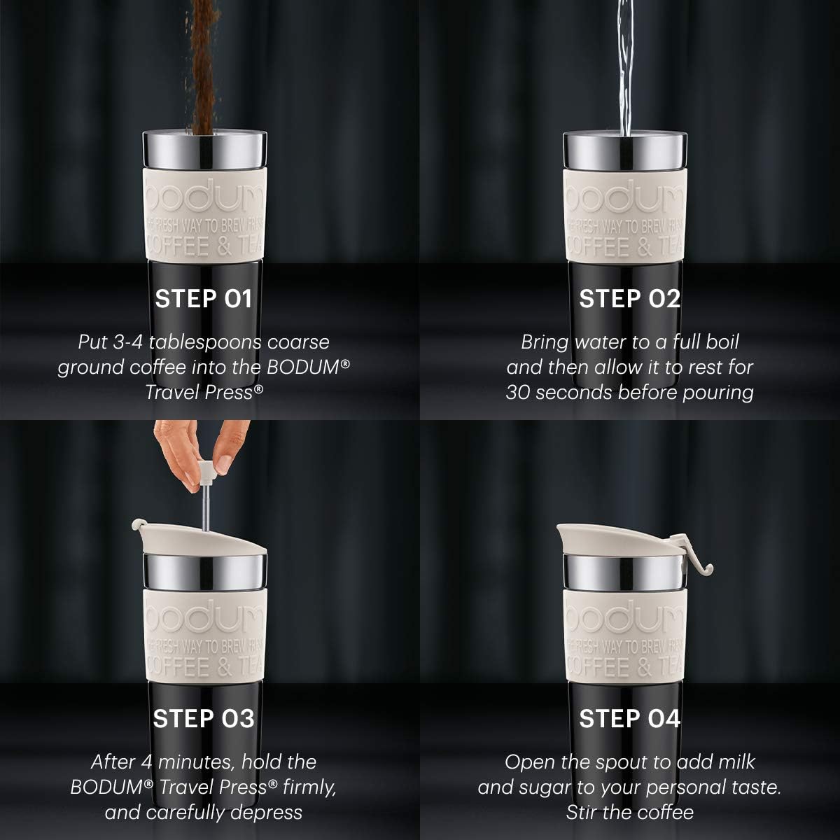 Travel Press Coffee Maker, Vacuum, Small, 0.35 Litre - White Secondary image