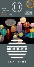 Solar Mandarin Round Lantern, 25 cm, Colour May Vary (Pack of 1), Yellow/Rose/Green