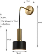 Battery Operated Wall Sconces Set Of 2, Modern No Wire Wall Lamp with Remote and led Light Bulb, Dimmable Adjustable Copper Lighting Fixture for Indoor Bedroom Bedside Decor/Living Room/Hallway