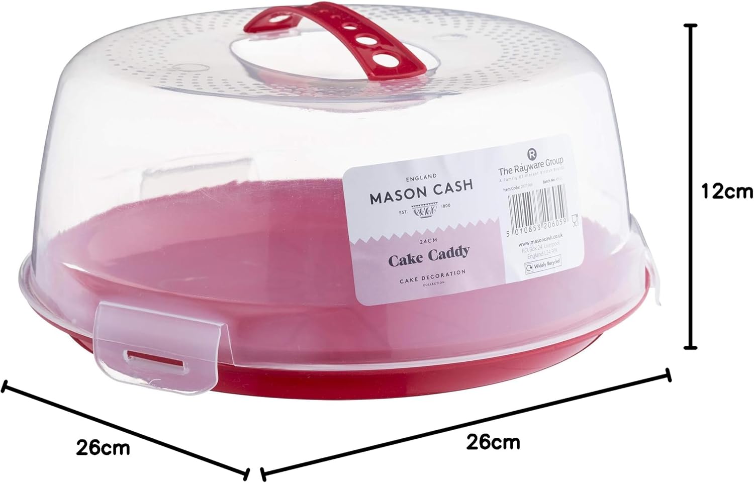 Cake Caddy with Clear Lid – Secure Cake Storage & Transport Container | Serve & Display on the Same Base | Ideal for Bakes, Treats & Special Occasions