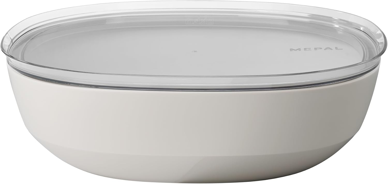 Serving Bowl with lid Silueta - Dishwasher & Microwave Resistant - Salad Bowl - Tapas Bowls - Tableware - 4000 ml - Nordic White Main image