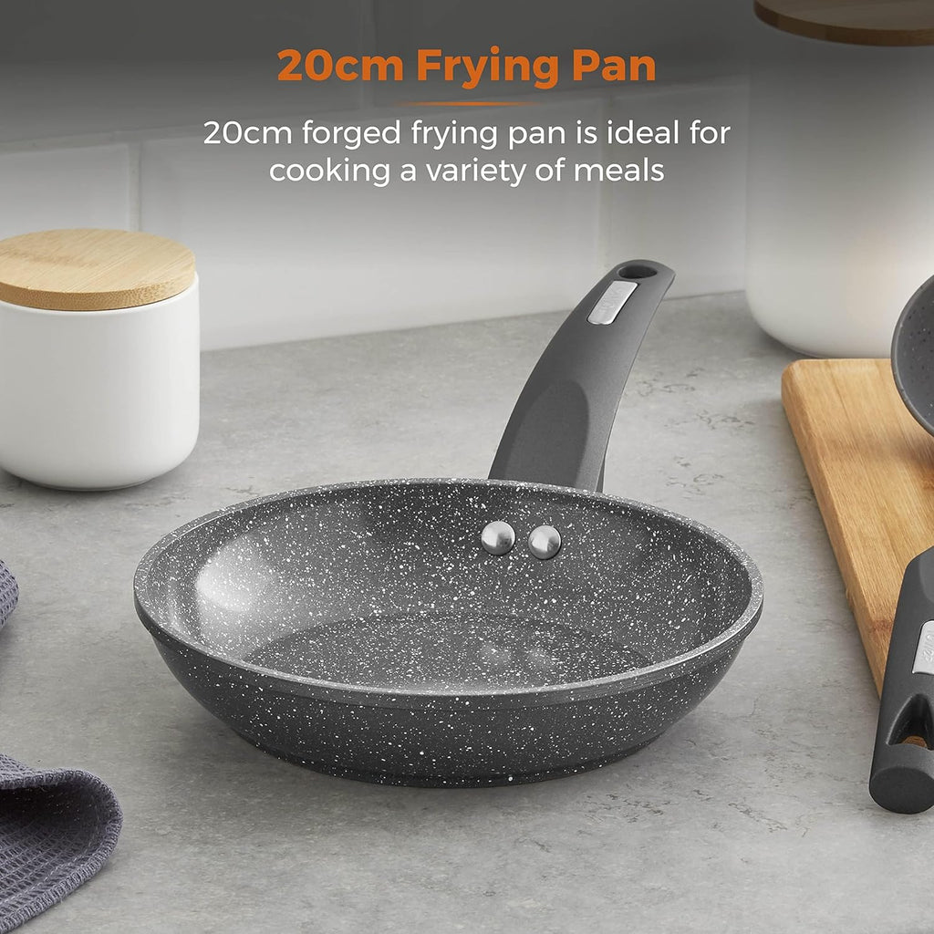 Cerastone T81222 Forged Frying Pan with Non-Stick Coating and Soft Touch Handles, Graphite, 20 cm