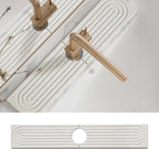 Diatomite Kitchen Faucet Mat - 16-Inch Kitchen Sink Splash Guard, Water Absorbing Stone Tray for Sink, Stone Fast-Drying Faucet Mat for Kitchen Counter Sink Accessories [White, 23.6'' x 3.9'']