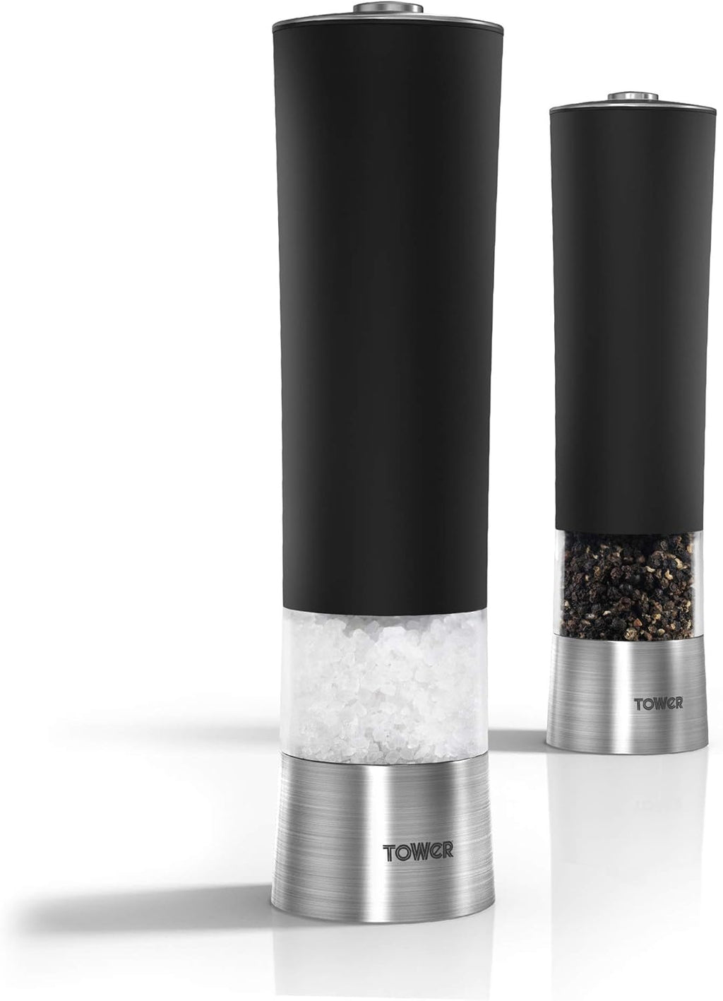 T80400 Electric Salt and Pepper Mill, Stainless Steel, Black