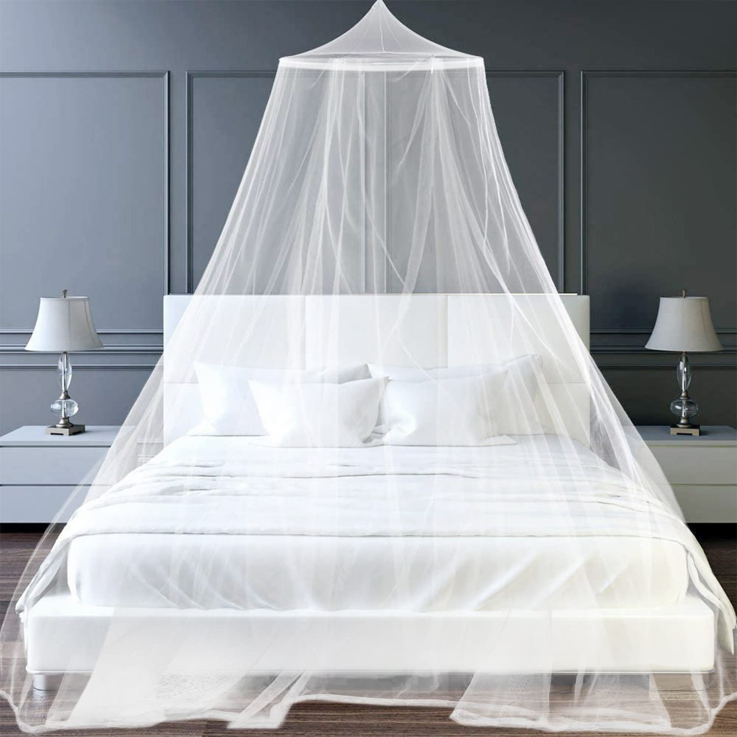 Bed Canopy,Dome Canopy Bed Large Hanging,Princess Mosquito Net for Travel&Room Single to Double Universal,Breathable Mesh Effective Anti,Girls Boy Room Decor(White)