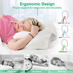 Cervical Memory Foam Pillow for Neck Pain Orthopedic Neck Pillow for Shoulder Pain Ergonomic Head Neck Support Pillow for Side/Back/Stomach Sleepers with Removable Cover (Blue)