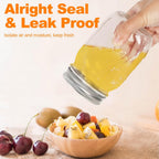 475ml Mason Jar with Anti-Slip Design & Measuring Scale – Premium Thickened Calcium Glass, Lead-Free, Leak-Proof Lid with Plastic Seal, 7cm Wide Mouth, Ideal for Storage, Preserves & More (6 Pack)