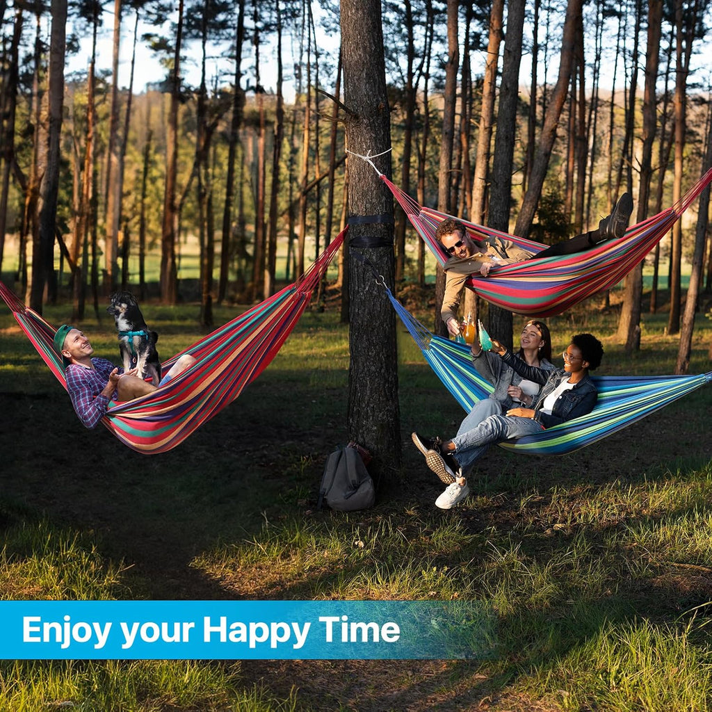 Hammock Garden Camping Swing Portable 2 Person Outdoor 190 x 150 cm Beach Travel sleeping Canvas 150kg Load Capacity (Red)