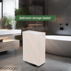 Slim Laundry Basket - Rectangle Laundry Hamper With Wheels - Foldable Storage Bin Coner Washing Hamper Dirty Clothes Storage Hamper for Clothes in Bedrooms, Living Room, Bathroom (Beige)