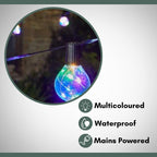Multi Coloured Outdoor Lights 14M/45FT Festoon Light Outdoor Garden Lights Main Powered Waterproof Christmas Lights Decorations for Home Fence Gazebo Patio Parties Wedding Parties