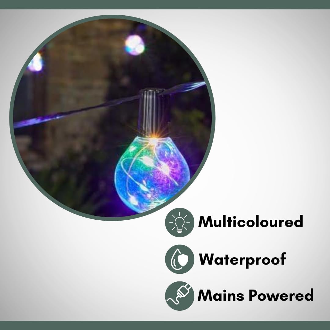 Multi Coloured Outdoor Lights 14M/45FT Festoon Light Outdoor Garden Lights Main Powered Waterproof Christmas Lights Decorations for Home Fence Gazebo Patio Parties Wedding Parties