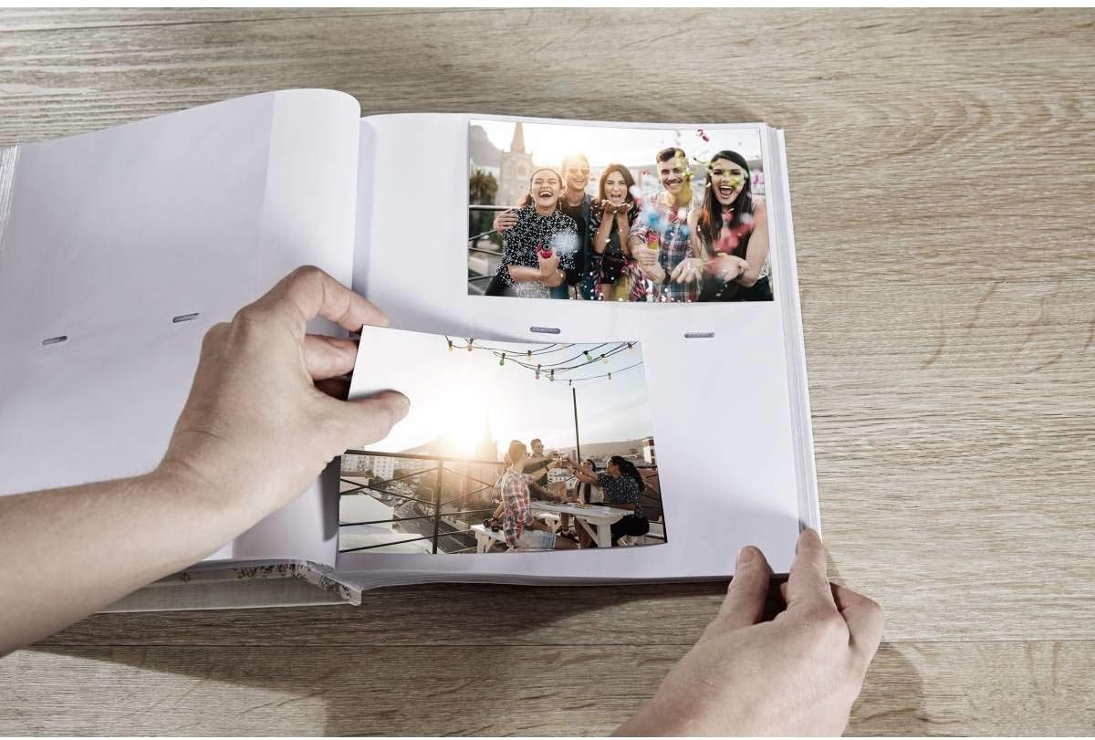 Photo Album White 200 Photos 10 x 15 cm Memo Slip-in Album Imitation Leather with Embossing, Monza ME-138-W