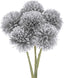 6-Pack Artificial Chrysanthemum Ball Flowers,11 Inch Faux Chrysanthemum Silk Bouquets Real Touch Faux Flowers for Home/Wedding/Christmas/Party[Silver]