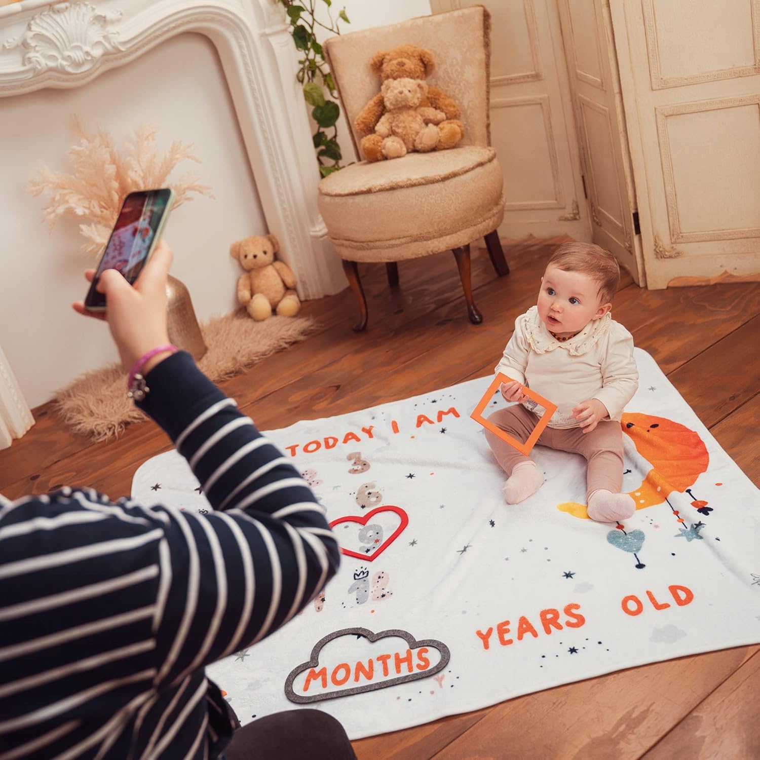 Happy You Baby Milestone Blanket Boy or Girl Unisex Monthly Baby Age Photo Mat |Personalised Newborn Gifts | Soft & Comfortable Fleece | |100 x 127 cm