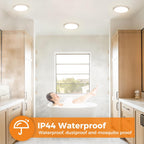 4Pack Bathroom Light, 3000K/4000K/6500K 3 Color Temperature, Waterproof IP44, Small, Round, Modern, 15W 1500LM Flush Ceiling Light for Bathroom, Kitchen, Bedroom, Hallway and More,Ø18CM