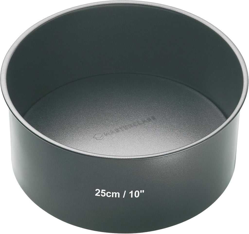 KCMCHB47 25 cm Deep Cake Tin with PFOA Non Stick and Loose Bottom, 1 mm Carbon Steel, 10 Inch Round Pan, Grey