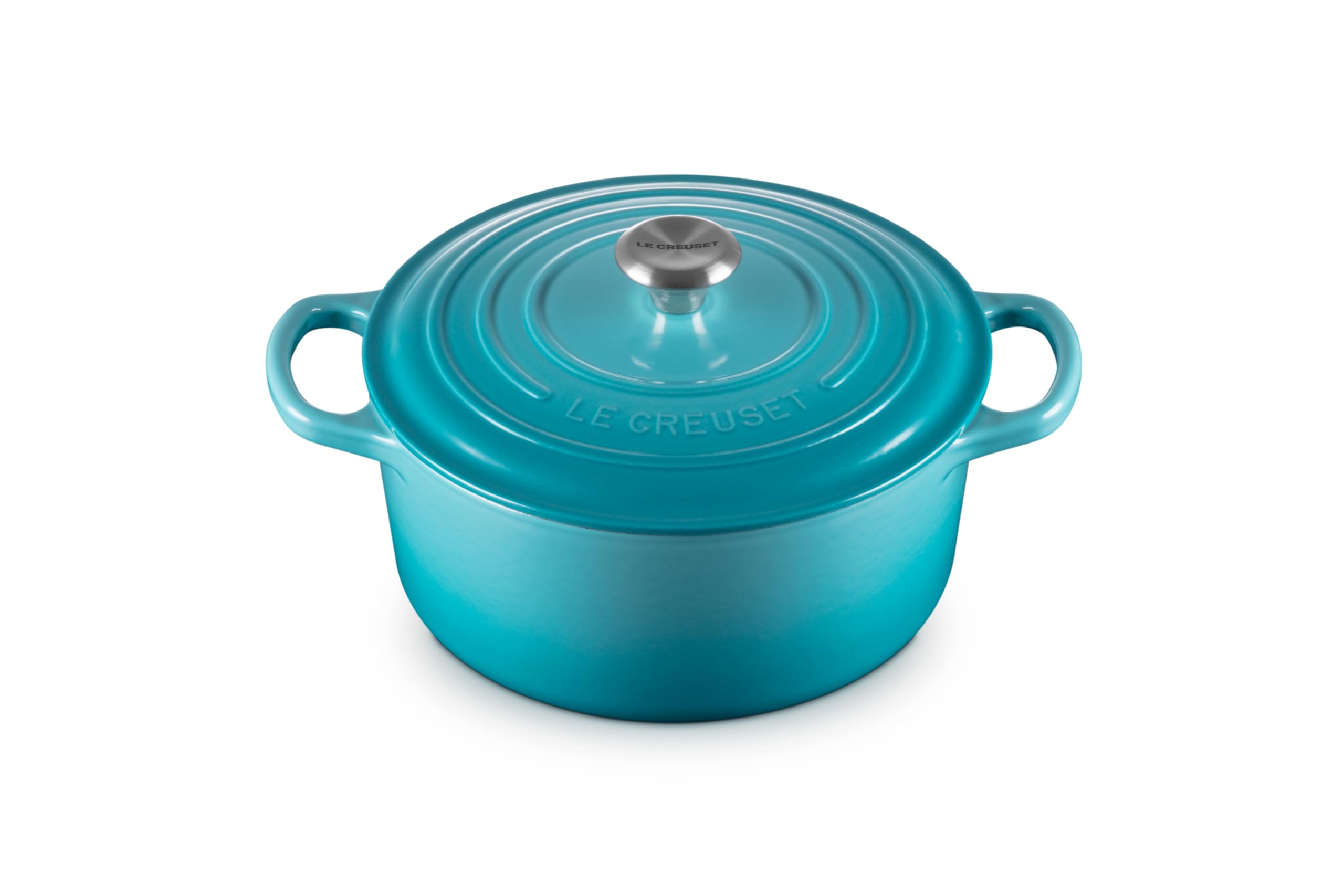 Signature Enamelled Cast Iron Round Casserole Dish With Lid, 22 cm, 3.3 Litre, Teal, 21177221702430 Main image