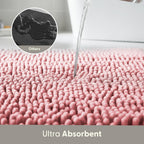 Non-Slip Microfibre Bath & Toilet Mat - Soft, Plush & Comfortable Rug with Machine Washable Design - Water Absorbent & Quick Drying to Keep Bathroom & Home Hygienic & Clean - (40x60cm) Pink