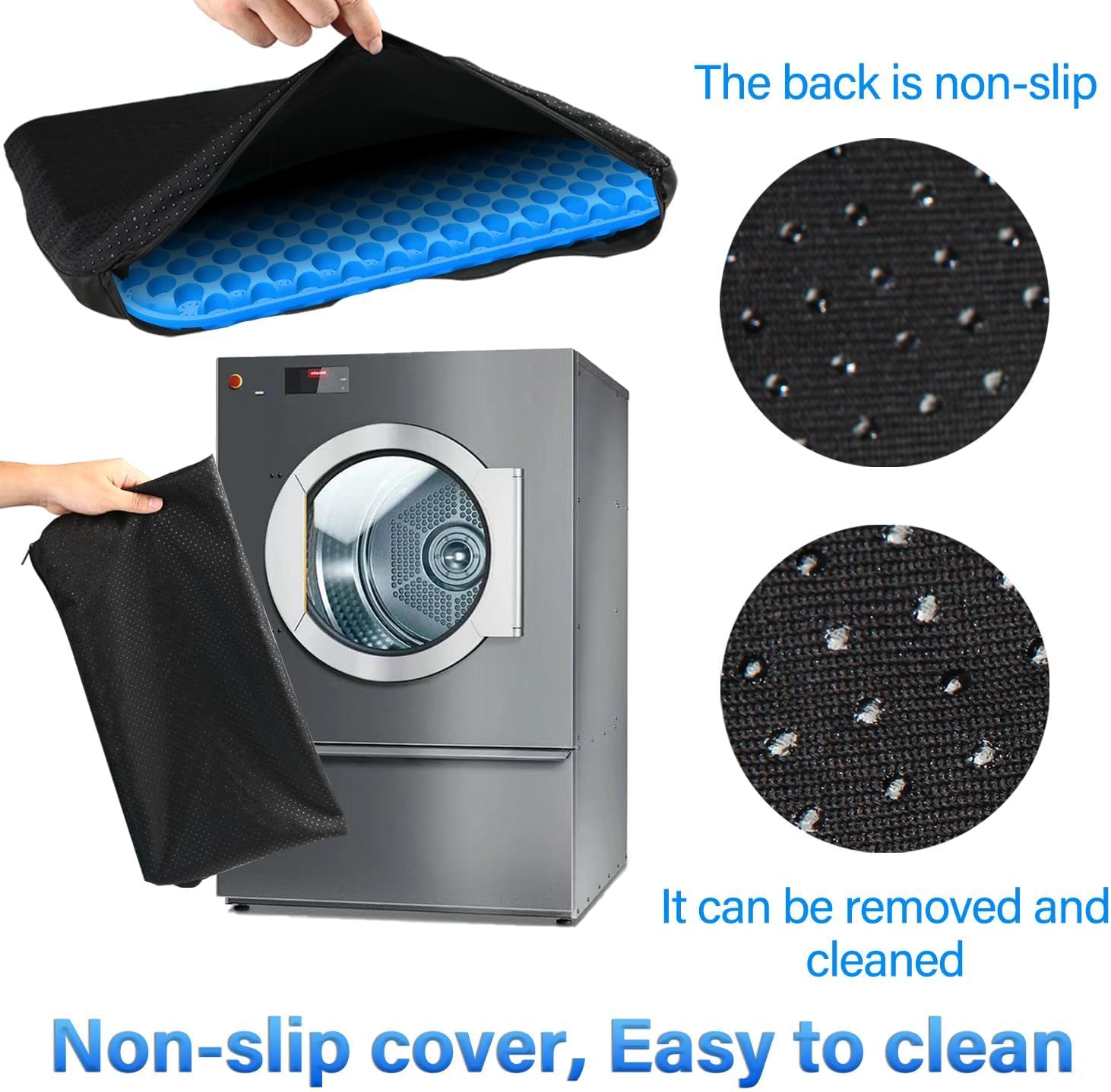 TOEVE Large Gel Seat Cushion For Long Sitting With Non-Slip Covers,Soft & Breathable For Chair,Gaming,Car,Office,Desk Chair and Wheelchair,Office Pads (45 x 45cm-Grey) (40 x 35 x 2.5 cm-Blue)