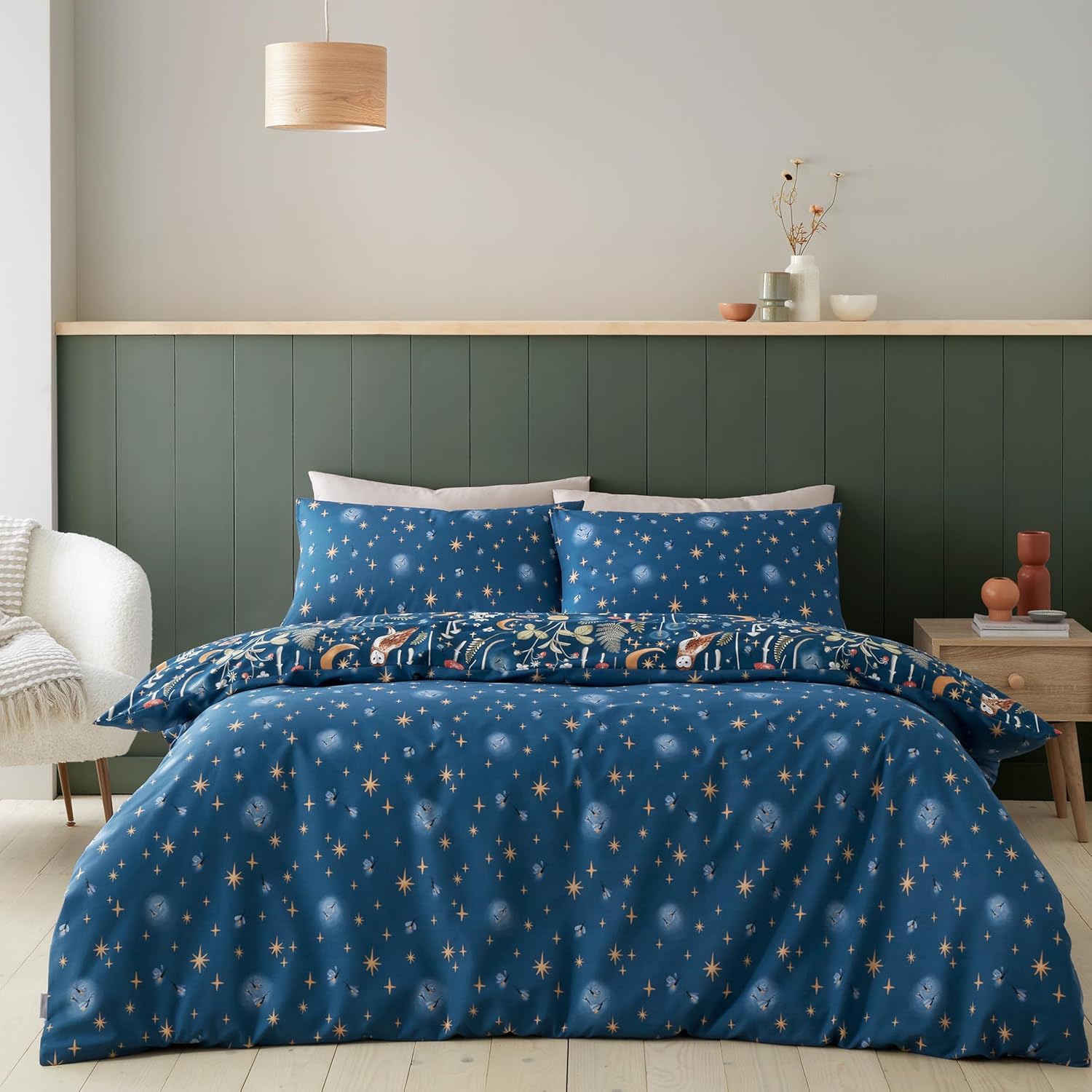 Enchanted Twilight Animals Reversible King Duvet Cover Set with Pillowcases Navy Blue Secondary image