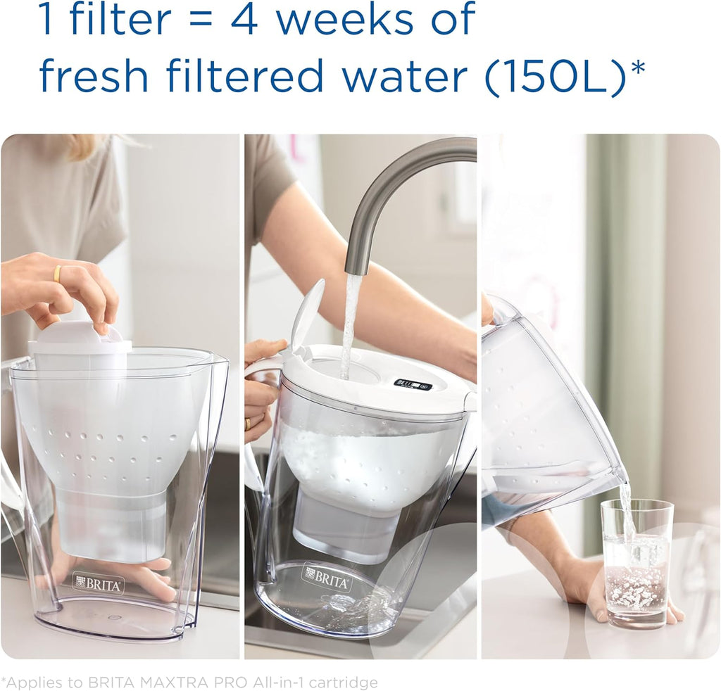 Marella XL Water Filter Jug White (3.5L) incl. 1x MAXTRA PRO Pure Performance cartridge - large-volume jug with digital LTI and Flip-Lid - now in sustainable Smart Box packaging
