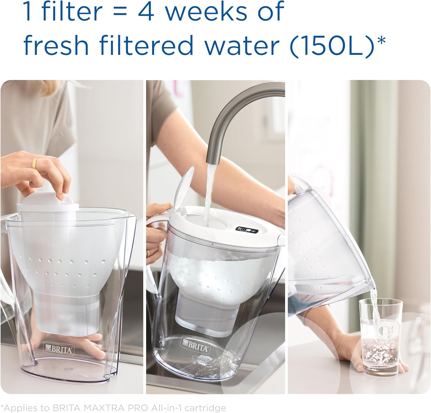 Marella XL Water Filter Jug White (3.5L) incl. 1x MAXTRA PRO Pure Performance cartridge - large-volume jug with digital LTI and Flip-Lid - now in sustainable Smart Box packaging