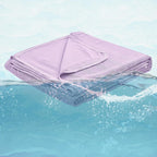 Cooling Throw Blanket for Summer, Q-Max >0.4 Night Sweats Throw Blanket Thin, Keep Cooling Breathable Summer Blanket, Single Bed, Sofa,127x177cm, Striped Lavender