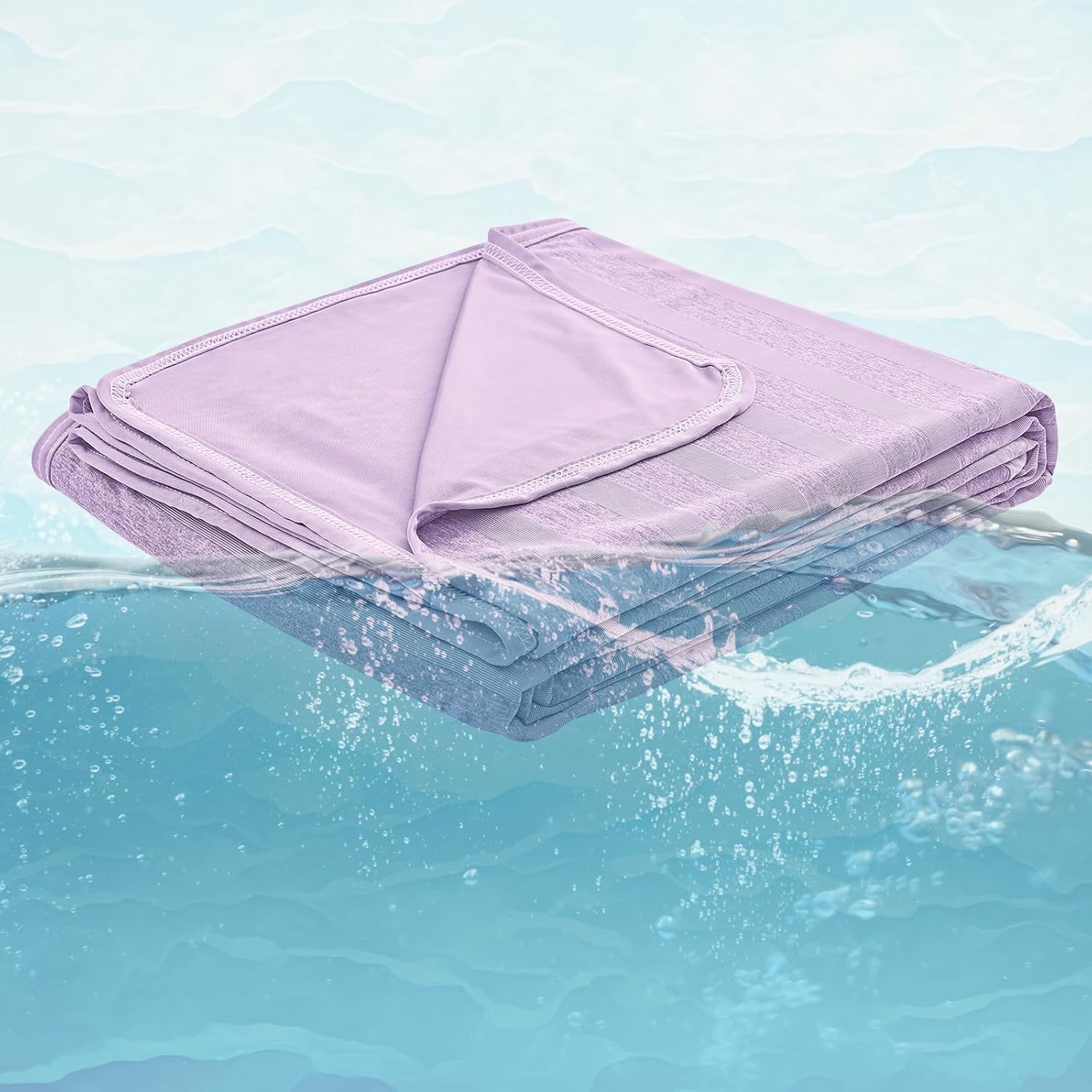 Cooling Throw Blanket for Summer, Q-Max >0.4 Night Sweats Throw Blanket Thin, Keep Cooling Breathable Summer Blanket, Single Bed, Sofa,127x177cm, Striped Lavender