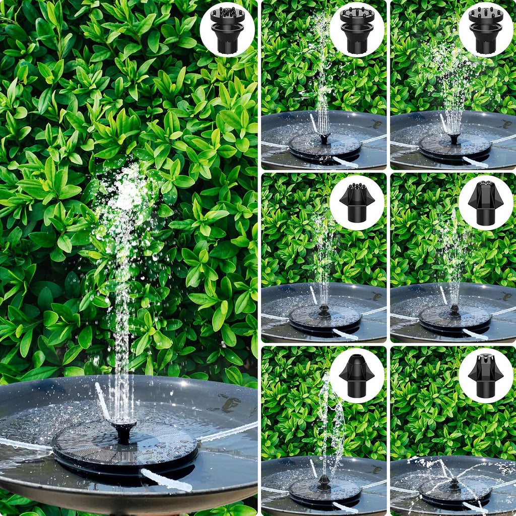 Solar Power Fountain, THEGUS 2.5W Solar Fountain Pump, Solar Water Fountain Kits with 7 Nozzles, Free Standing Floating Solar Fountain for Bird Bath, Fish Tank, Pool, Patio and Garden Decoration