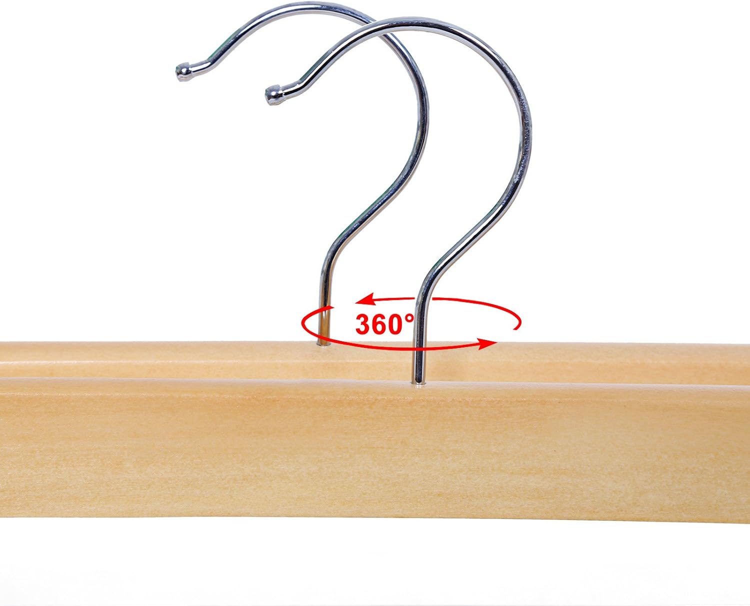 SONGMICS Skirt Hangers, Pack of 8, Solid Wood Trousers Hangers, with Non-Slip Clips for Pants Slacks, Shorts, Natural CRW008-8