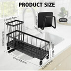 Sink Organizer for Kitchen, Kitchen Sink Organiser with Automatic Drain Tray with Two Sponge Holders, Sponge Holder