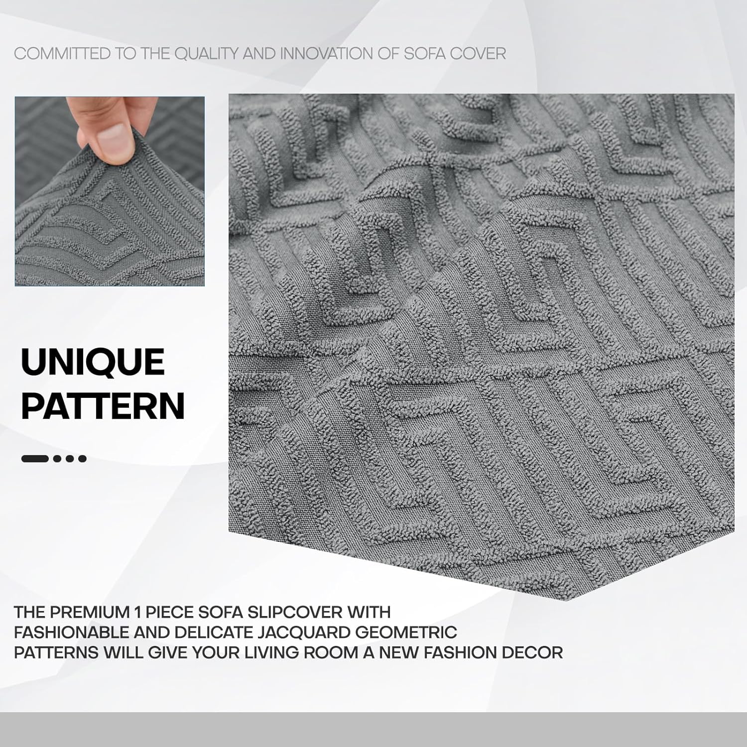 Stretch Sofa Seat Cushion Cover, Fitted Sofa Cushion Slipcovers, Couch Cushion Covers, Replacement for Individual Cushion Furniture Protector (Large 1 Seater, Light Gray)