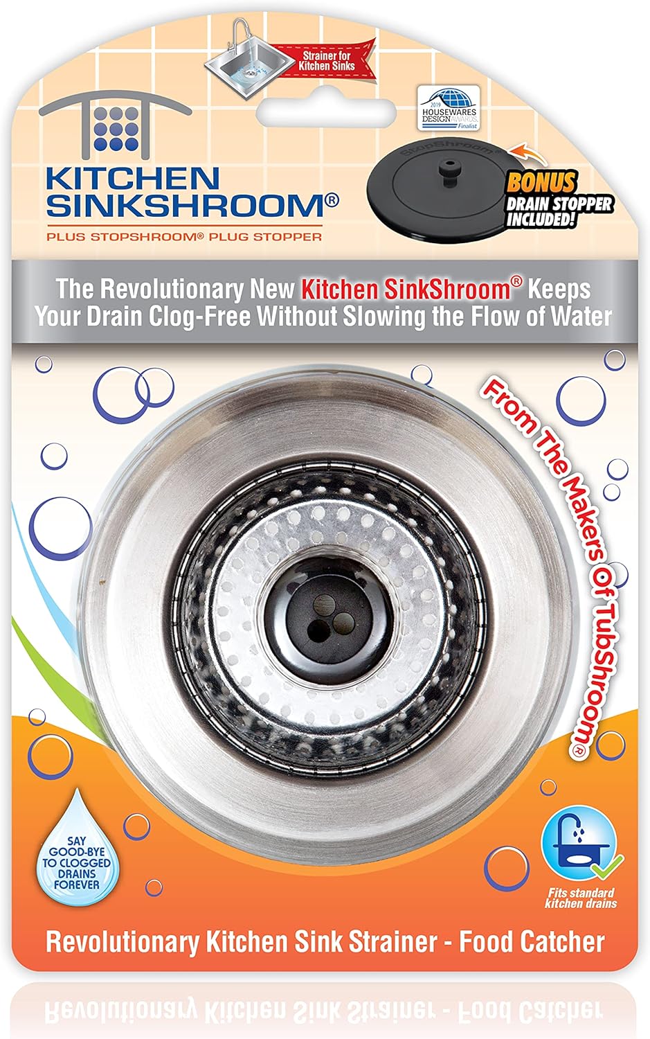 Revolutionary Clog-Free Sink Strainer Basket with Stopper, Stainless Steel Main image