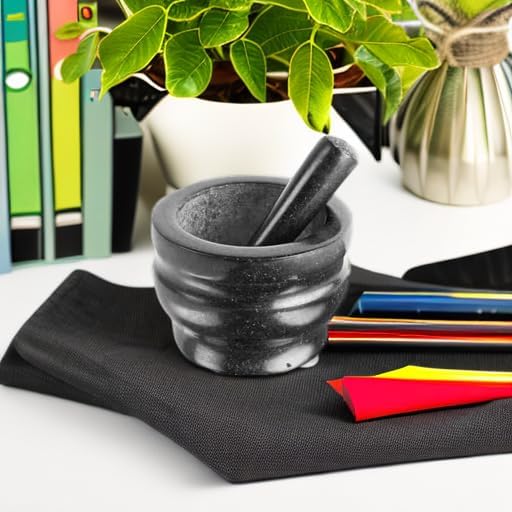 Worcester Black Pestle & Mortar Set, Granite, Spice Grinder/Herb Grinder, 140mm, Small Pestle and Mortar Set, 2 Year Guarantee
